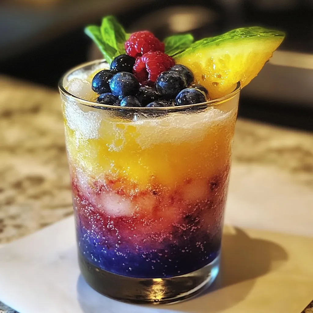 Ultimate Tropical Galaxy Mocktail with Layered Colors and Sparkling Effects